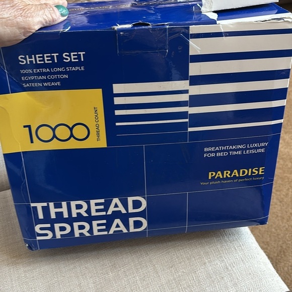THREAD SPREAD 100% Egyptian Cotton Sheets Set King - 1000 High Thread- Sea Foam - Picture 10 of 10